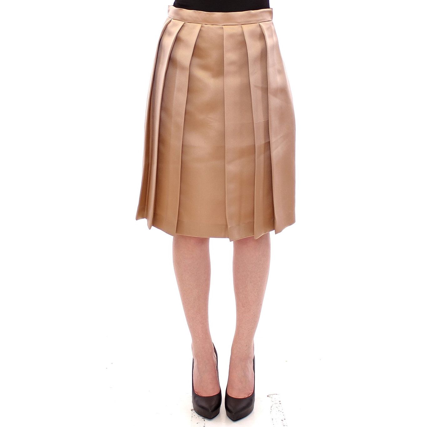 Elegant Silk Pleated Knee-Length Skirt