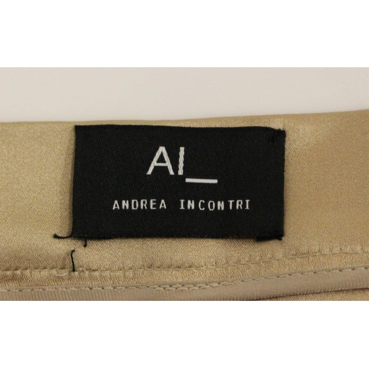 Andrea Incontri Brown Silk Solid Mini Pleated Skirt