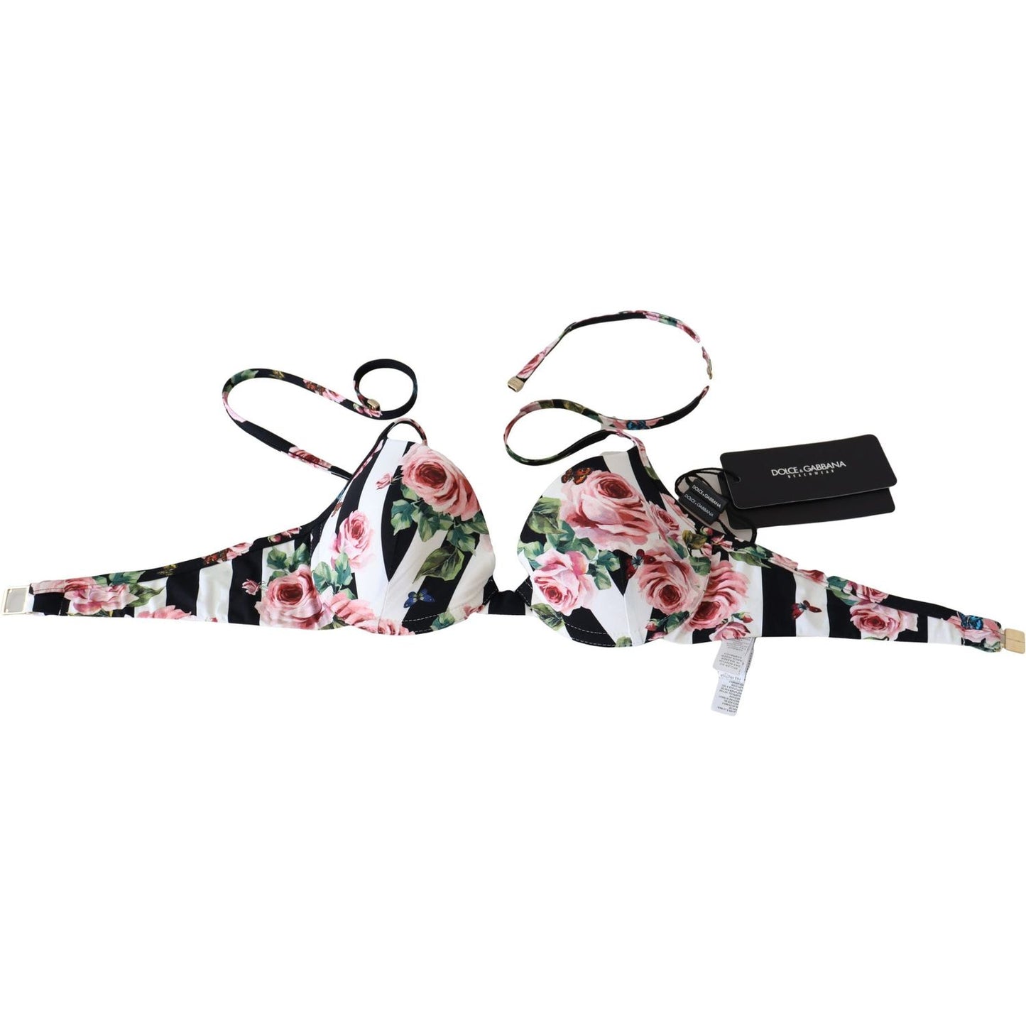 Chic Rose Print Bikini Top for Elegant Beach Days