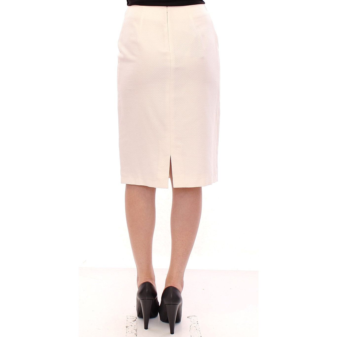 Elegant White Floral Pencil Skirt