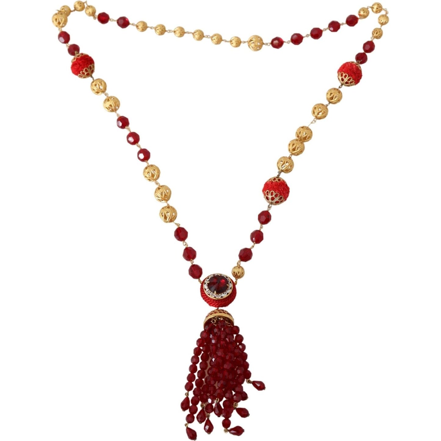 Elegant Red Crystal Gold-Plated Necklace