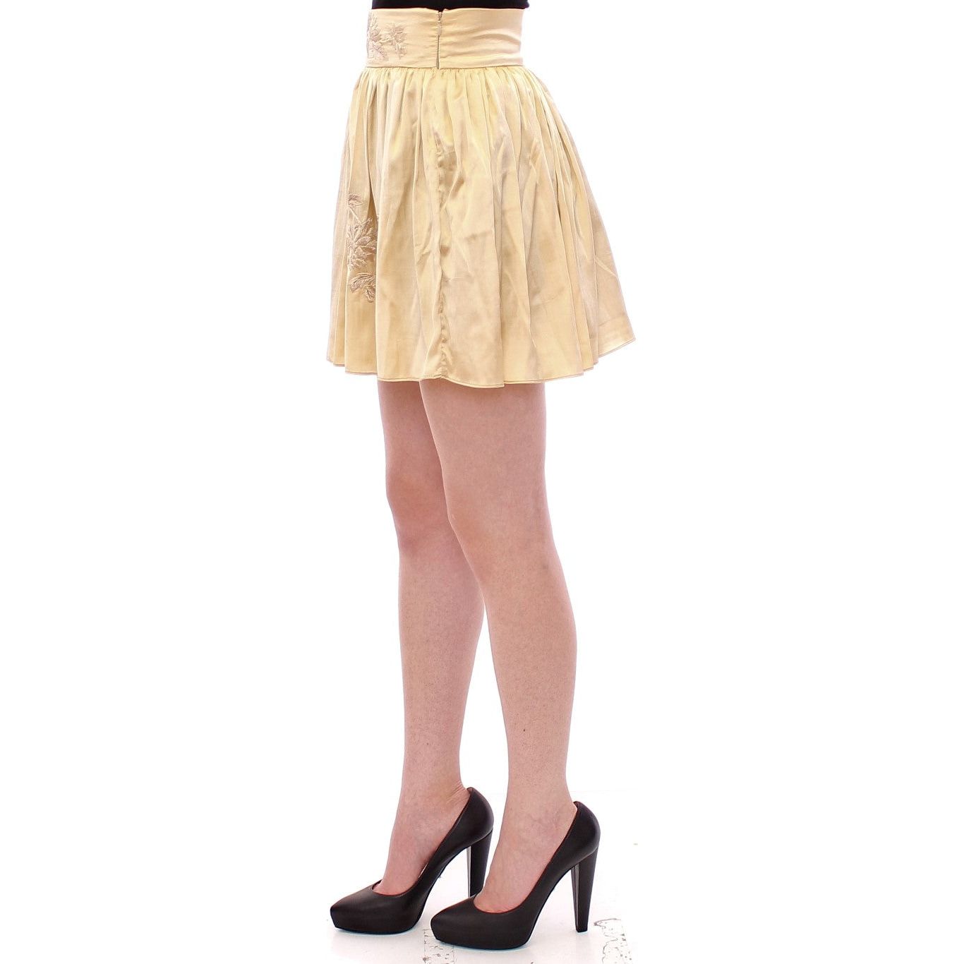 Andrea Incontri Chic Beige Floral Embroidered Mini Skirt beige-floral-embroidery-mini-skirt