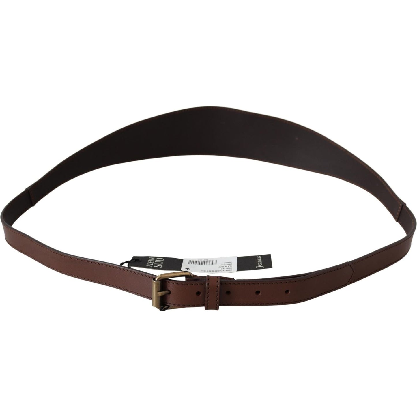 PLEIN SUD Brown Wide Leather Rustic Gold Metal Buckle Dark PLEIN SUD