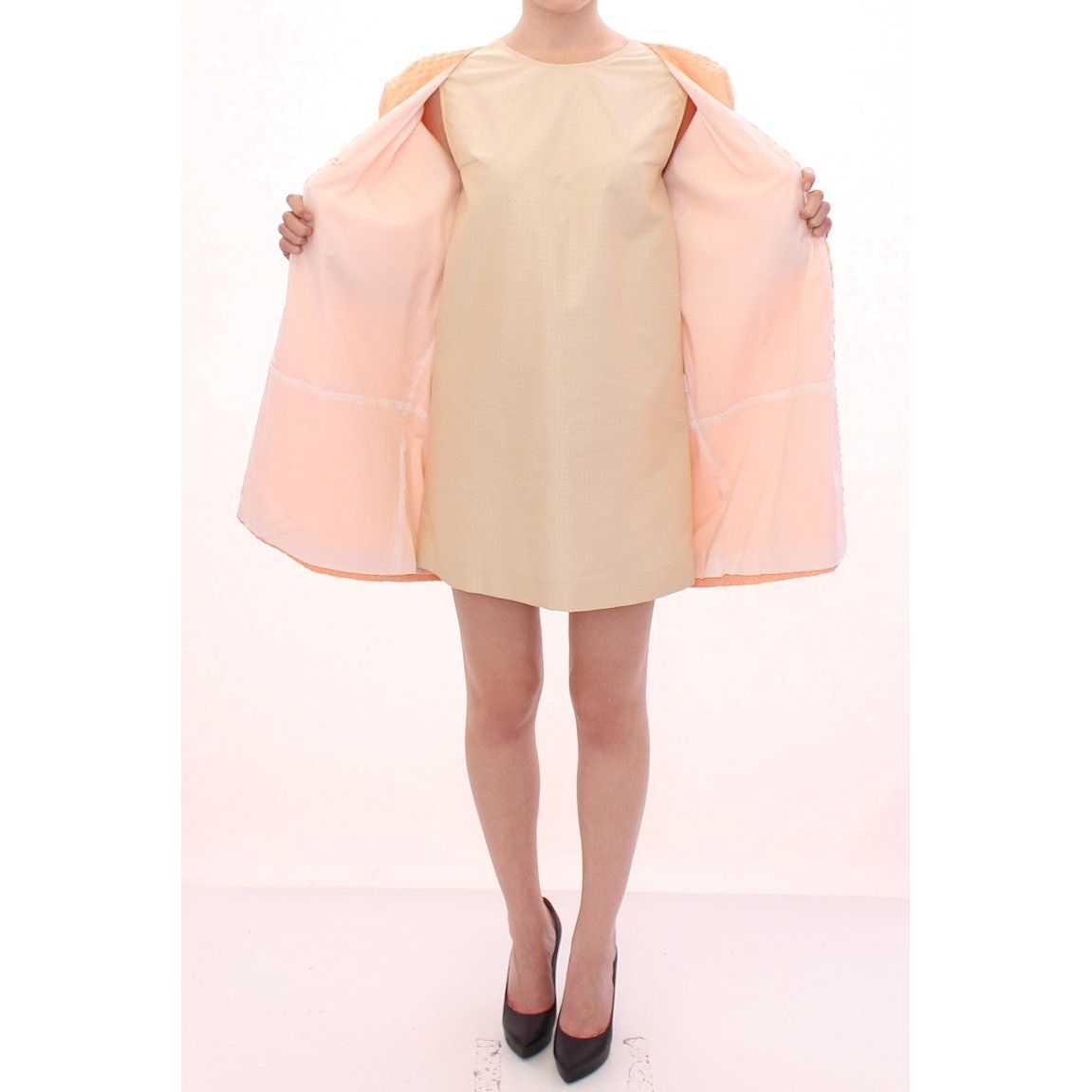 Andrea Incontri Chic Pink Silk-Blend Short Sleeve Coat Coats & Jackets pink-short-sleeves-jacket-coat