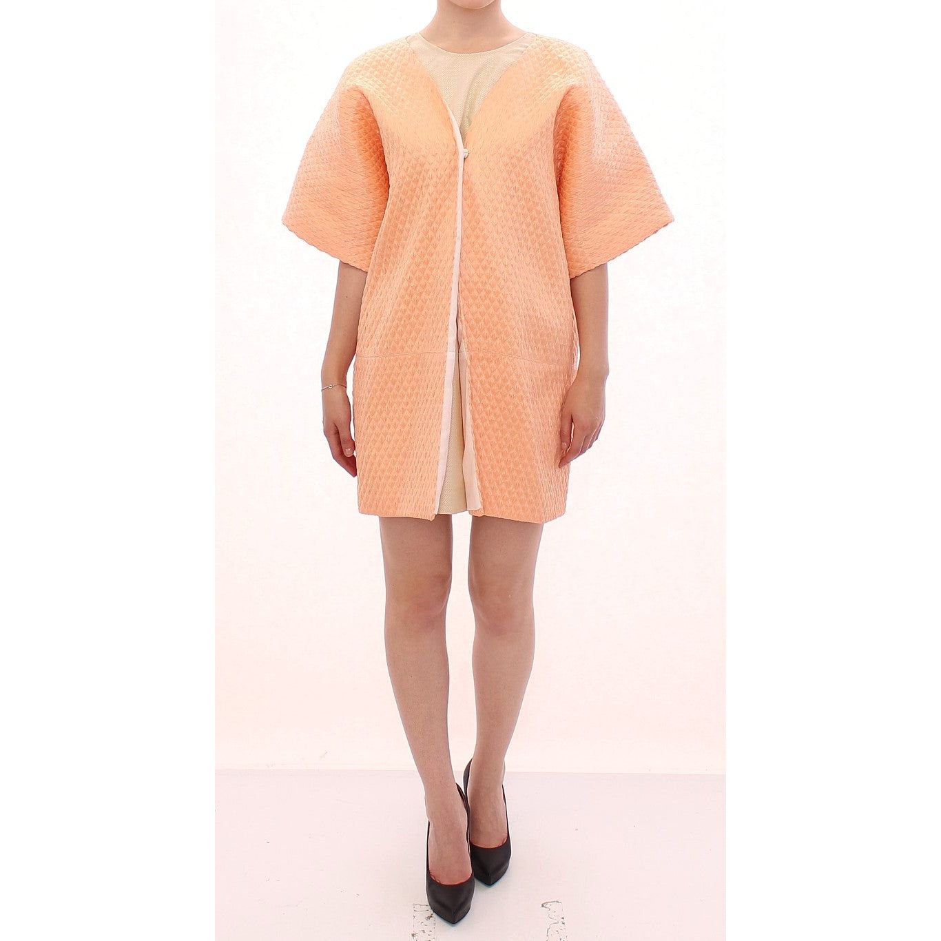 Chic Pink Silk-Blend Short Sleeve Coat