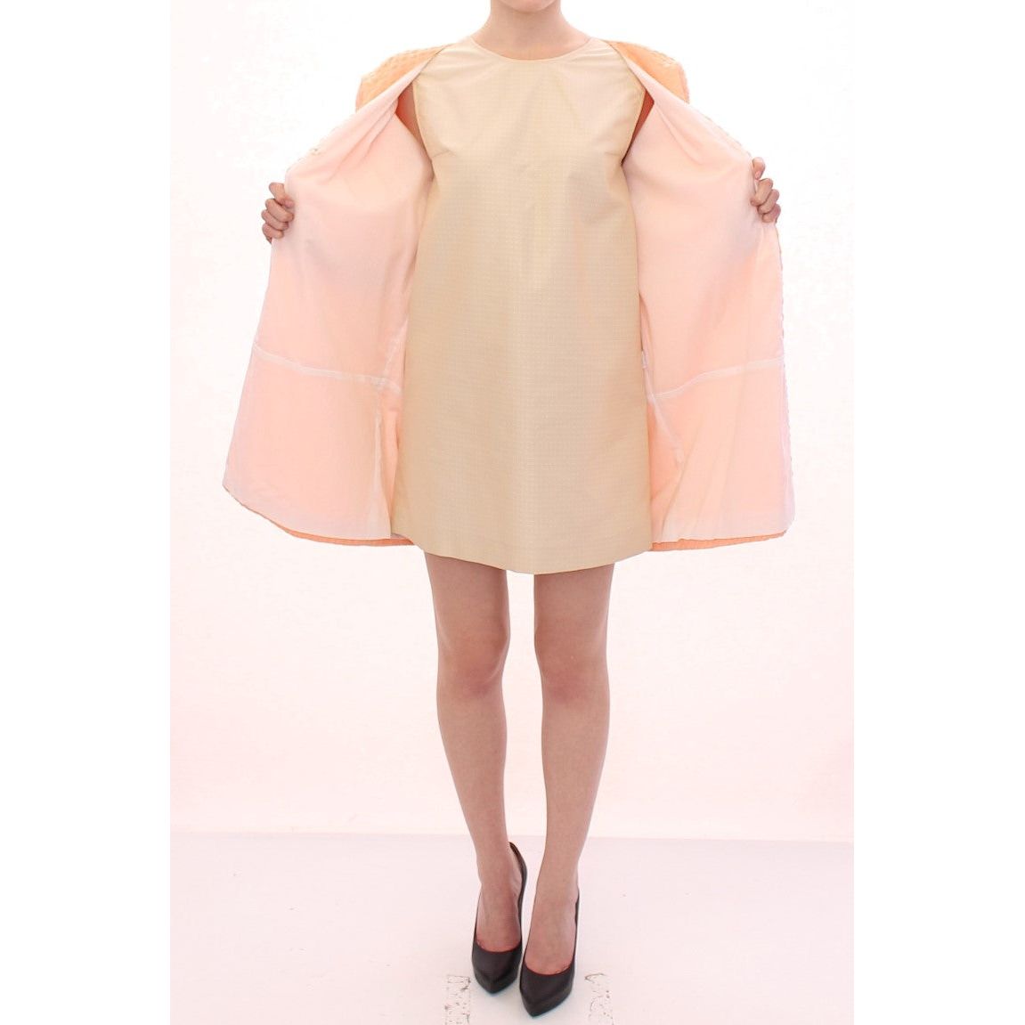 Chic Pink Silk-Blend Short Sleeve Coat