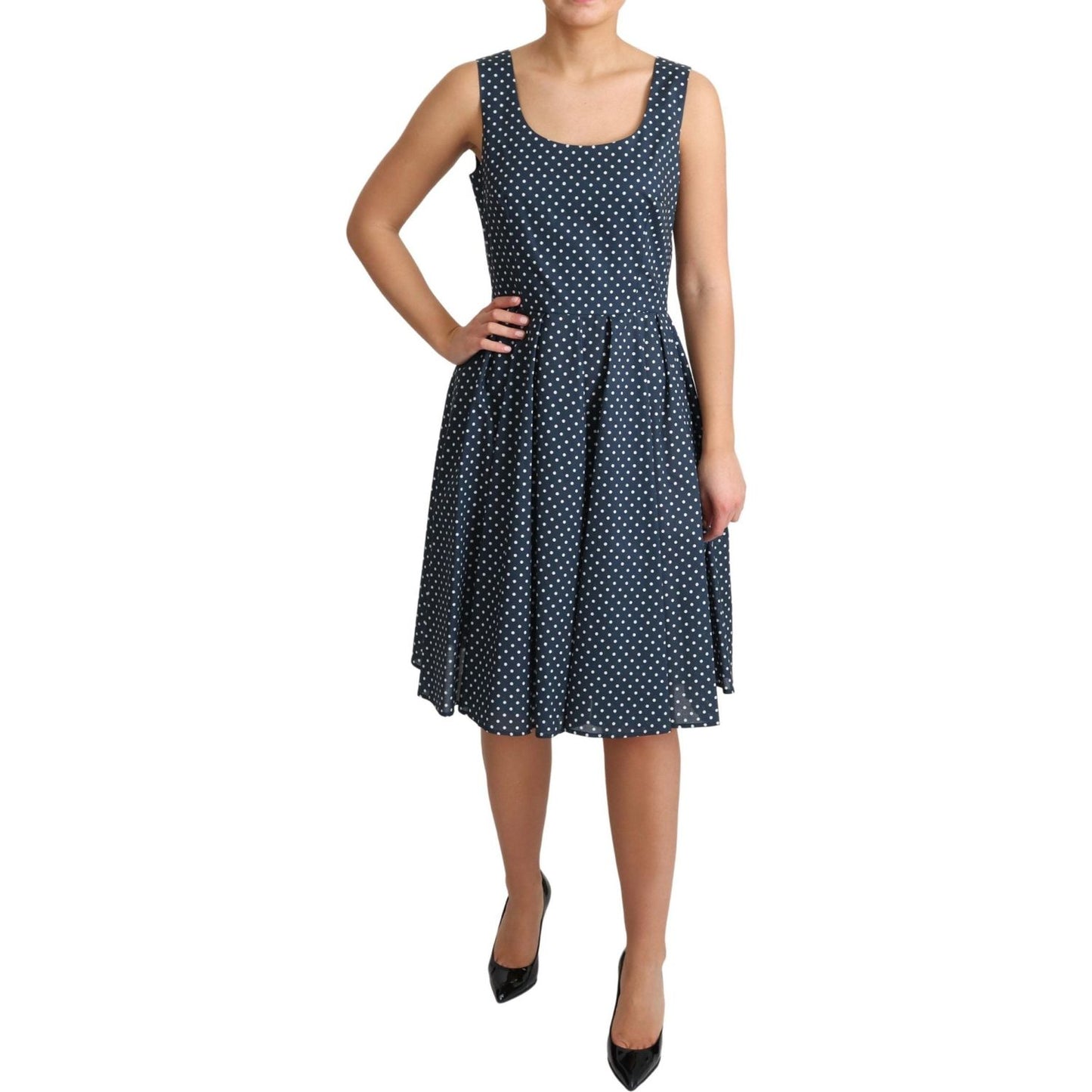 Polka Dot Sleeveless A-Line Dress