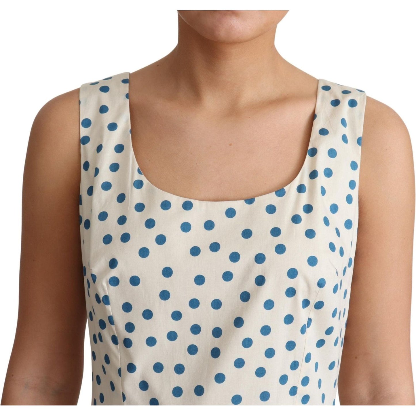 Elegant Beige Polka Dot A-Line Sleeveless Dress