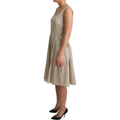 Dolce & Gabbana Beige Polka Dotted Cotton A-Line Dress Dresses