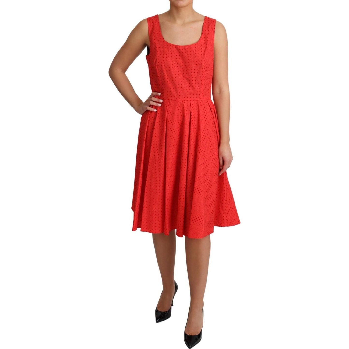 Dolce & Gabbana Red Polka Dotted Cotton A-Line Dress