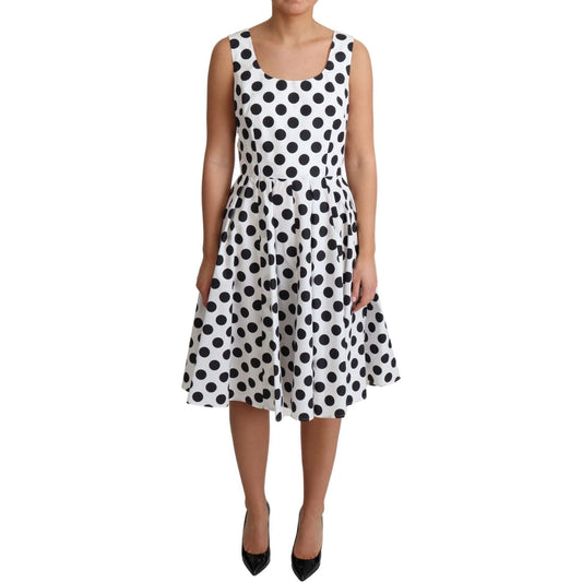 Elegant Polka Dot Sleeveless A-Line Dress