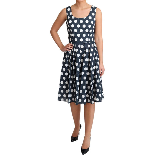 Polka Dotted A-Line Sleeveless Dress