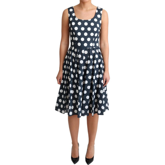 Polka Dotted A-Line Sleeveless Dress