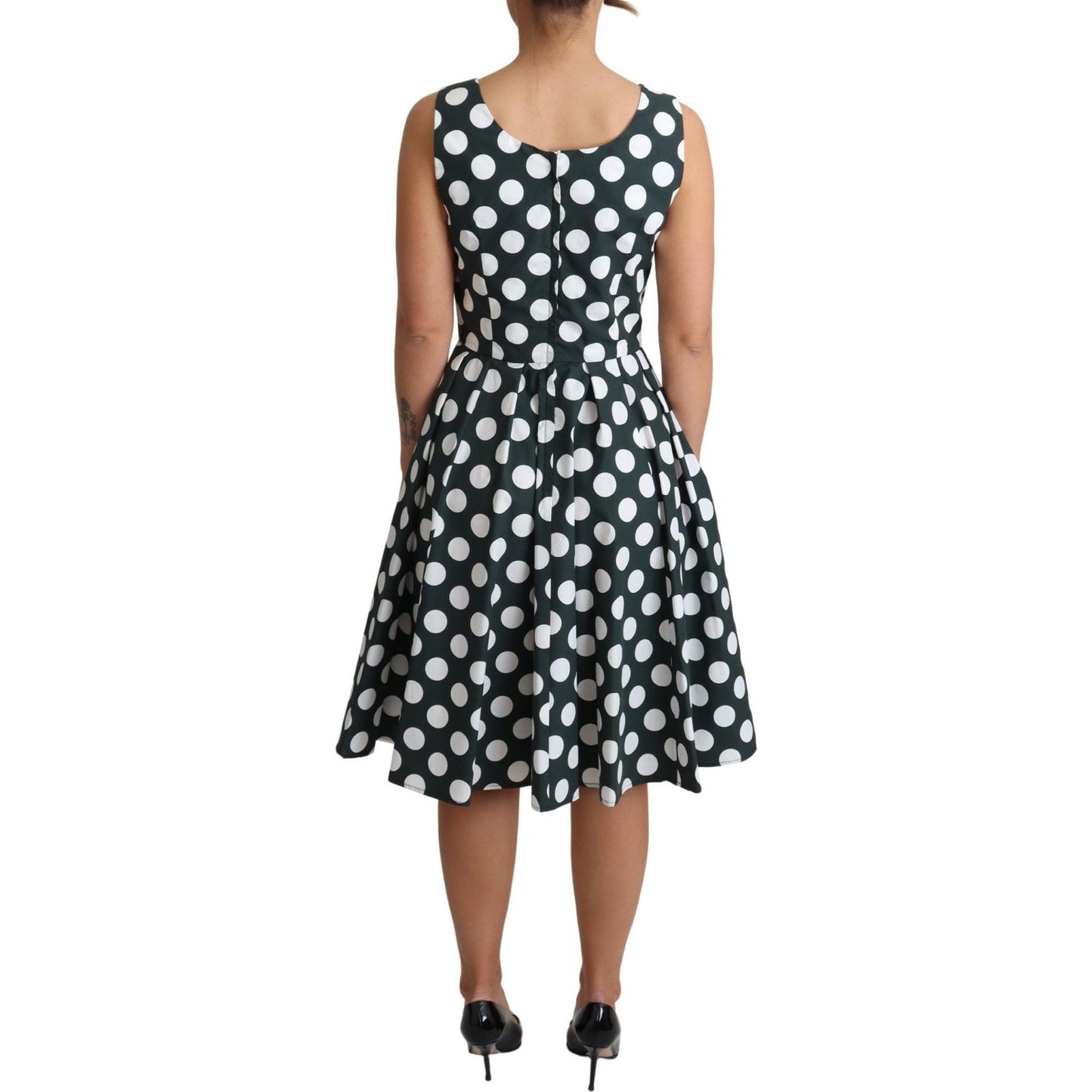 Dolce & Gabbana Green Polka Dotted Cotton A-Line Dress