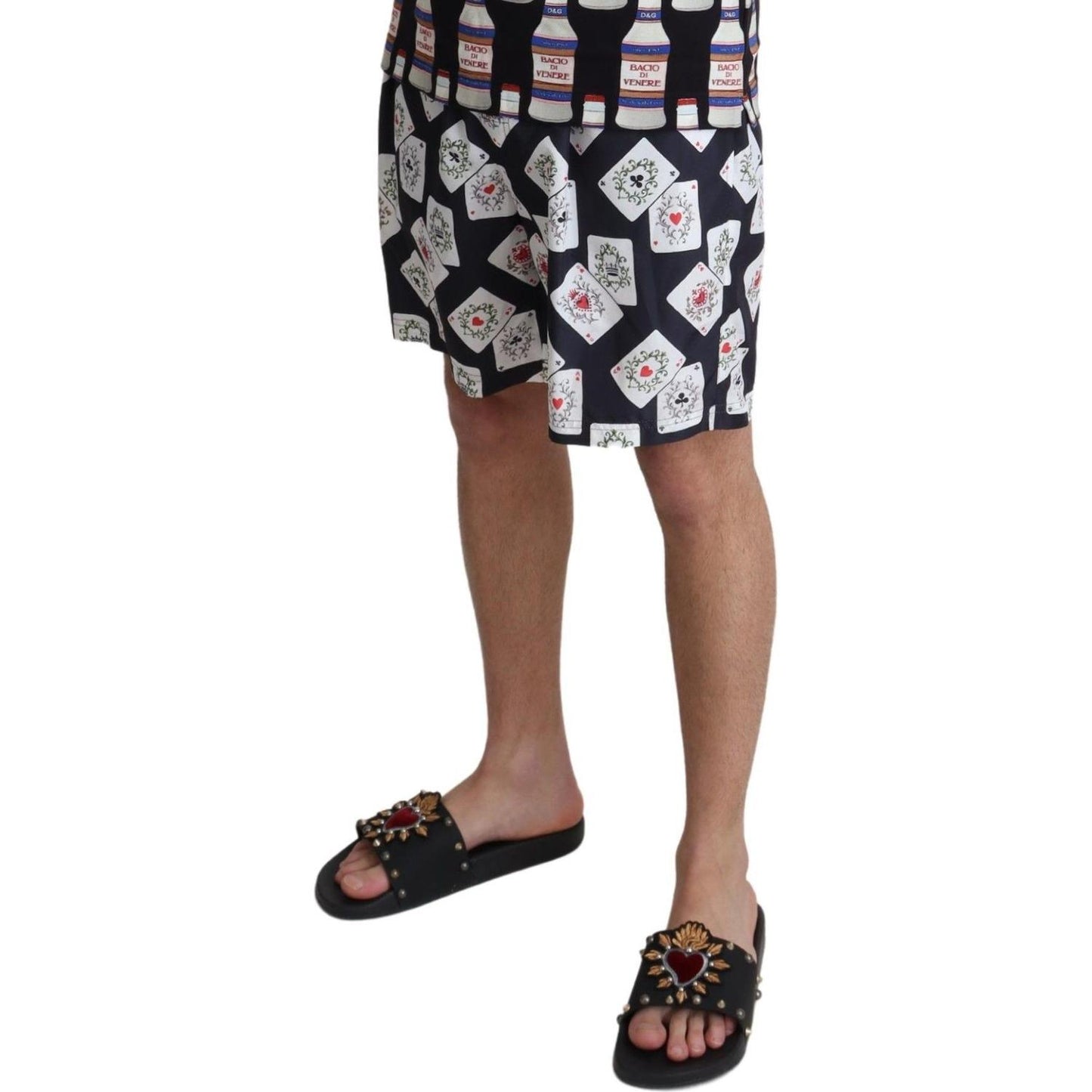 Multicolor Card Deck Printed Swim Trunks