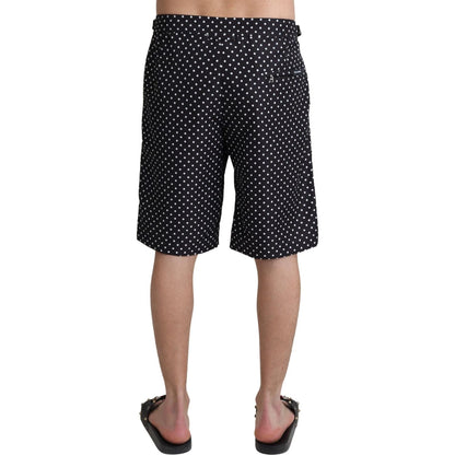 Dolce & Gabbana Black Polka Dots Beachwear Shorts Swimwear