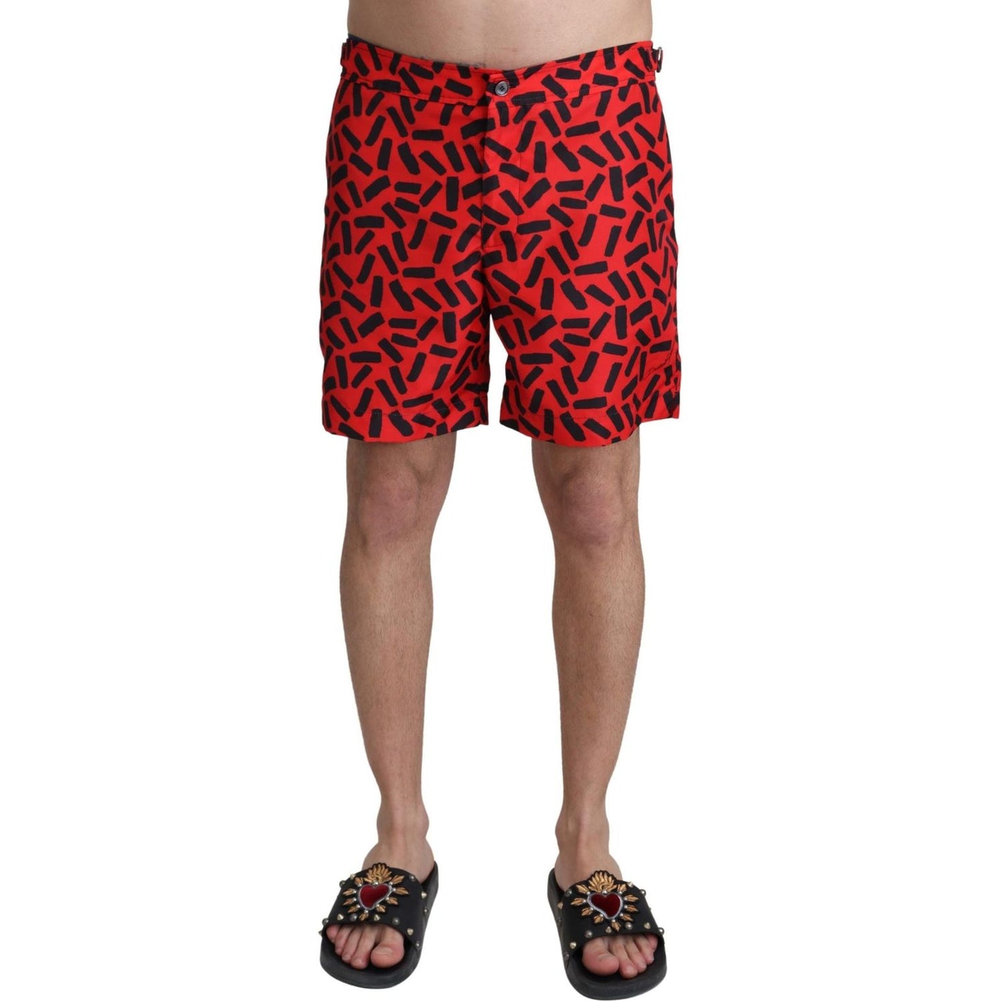 Dolce & Gabbana Red Patterned Beachwear Shorts Swimwear