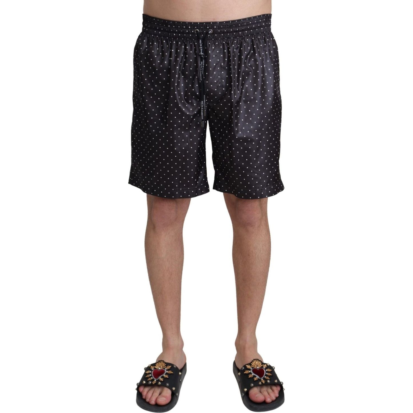 Dolce & Gabbana Black Polka Dot Print Beachwear Swimwear