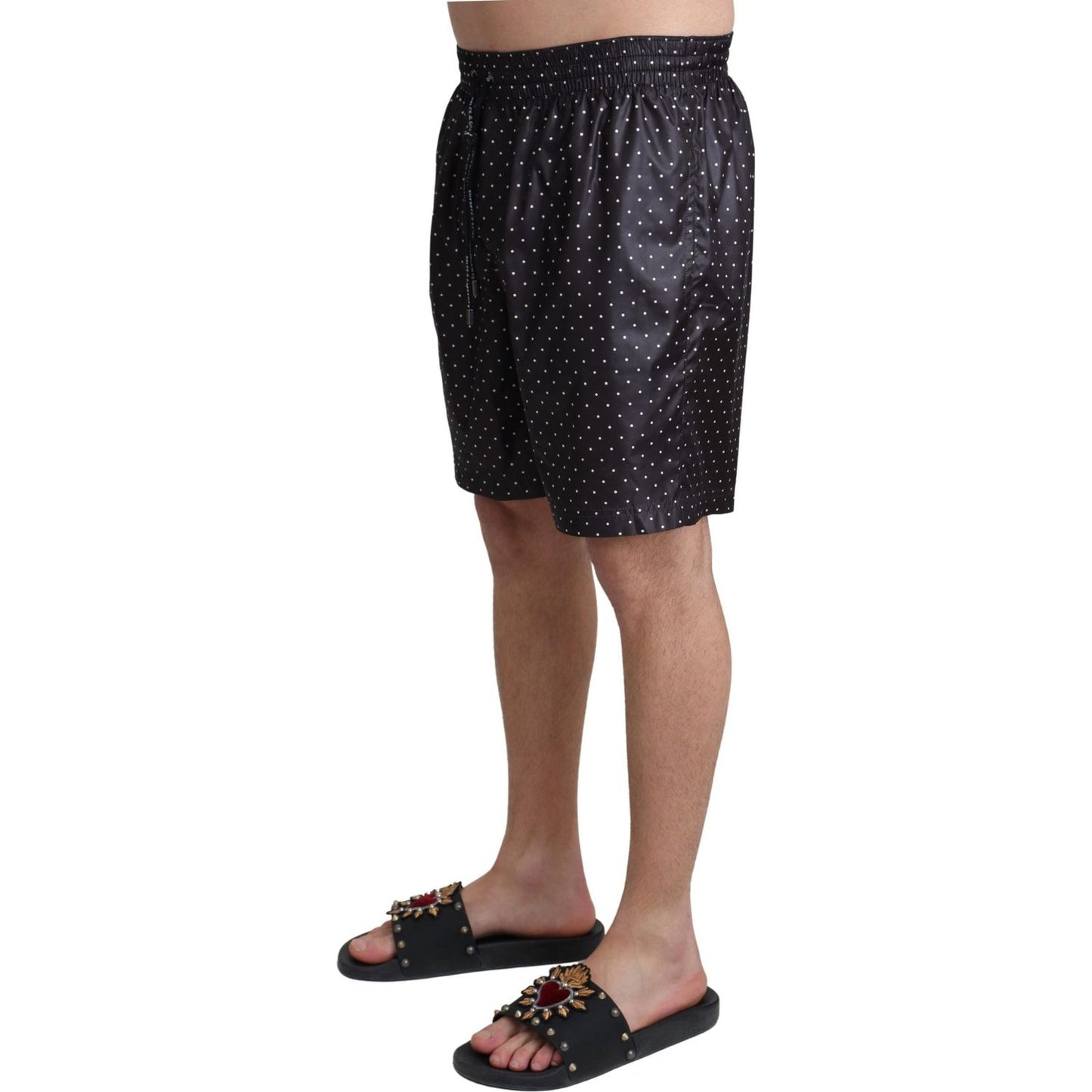 Dolce & Gabbana Black Polka Dot Print Beachwear Swimwear