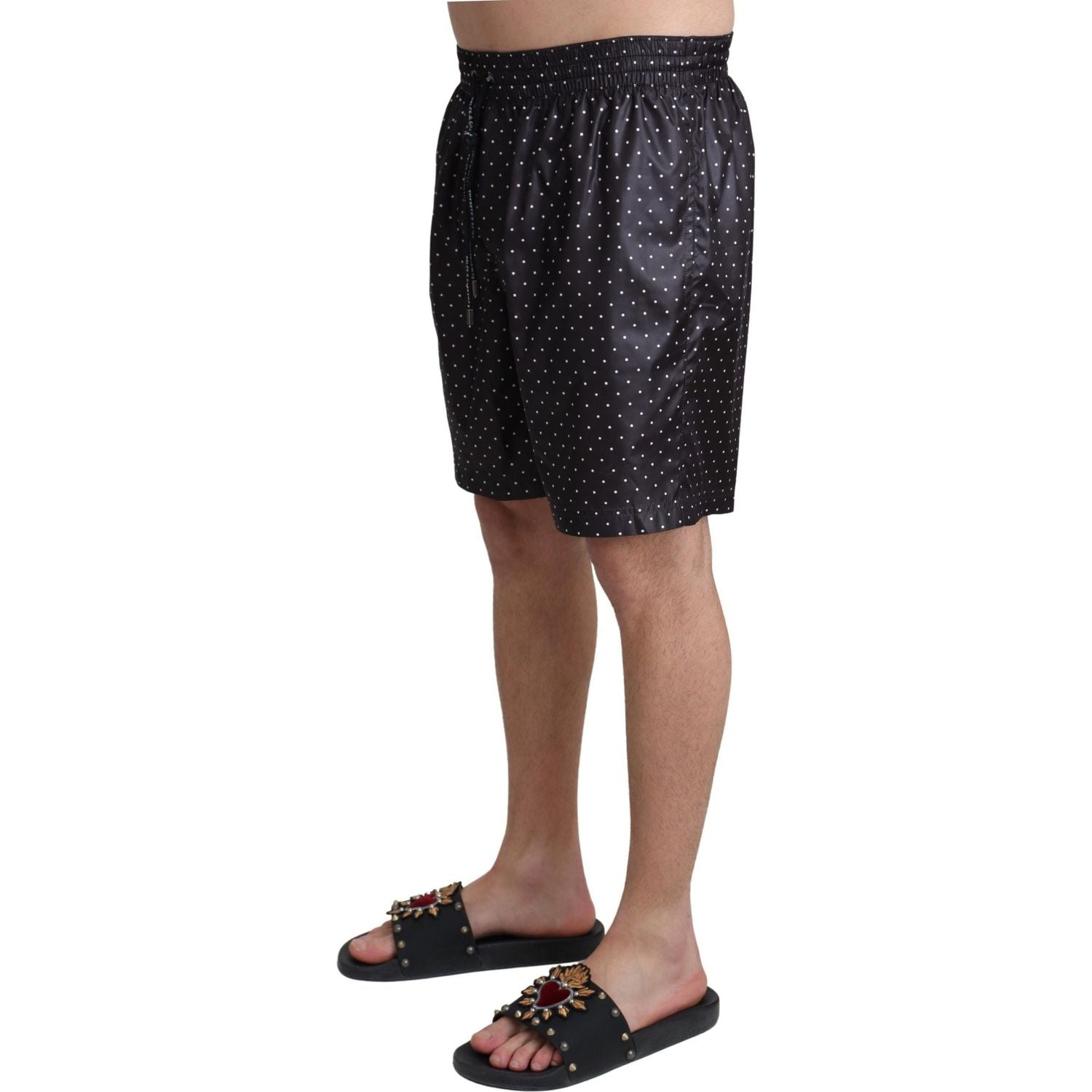 Dolce & Gabbana Black Polka Dot Print Beachwear Swimwear