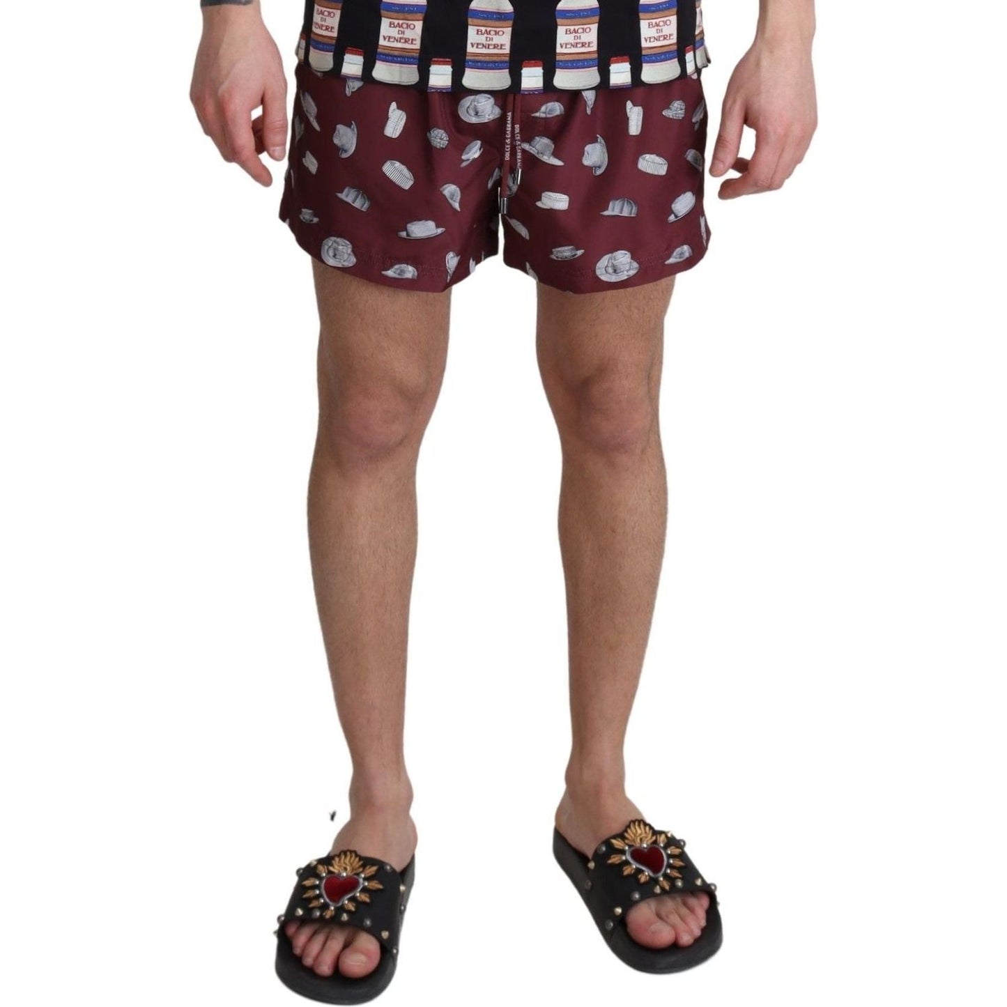 Maroon Elegance Men's Swimming Trunks