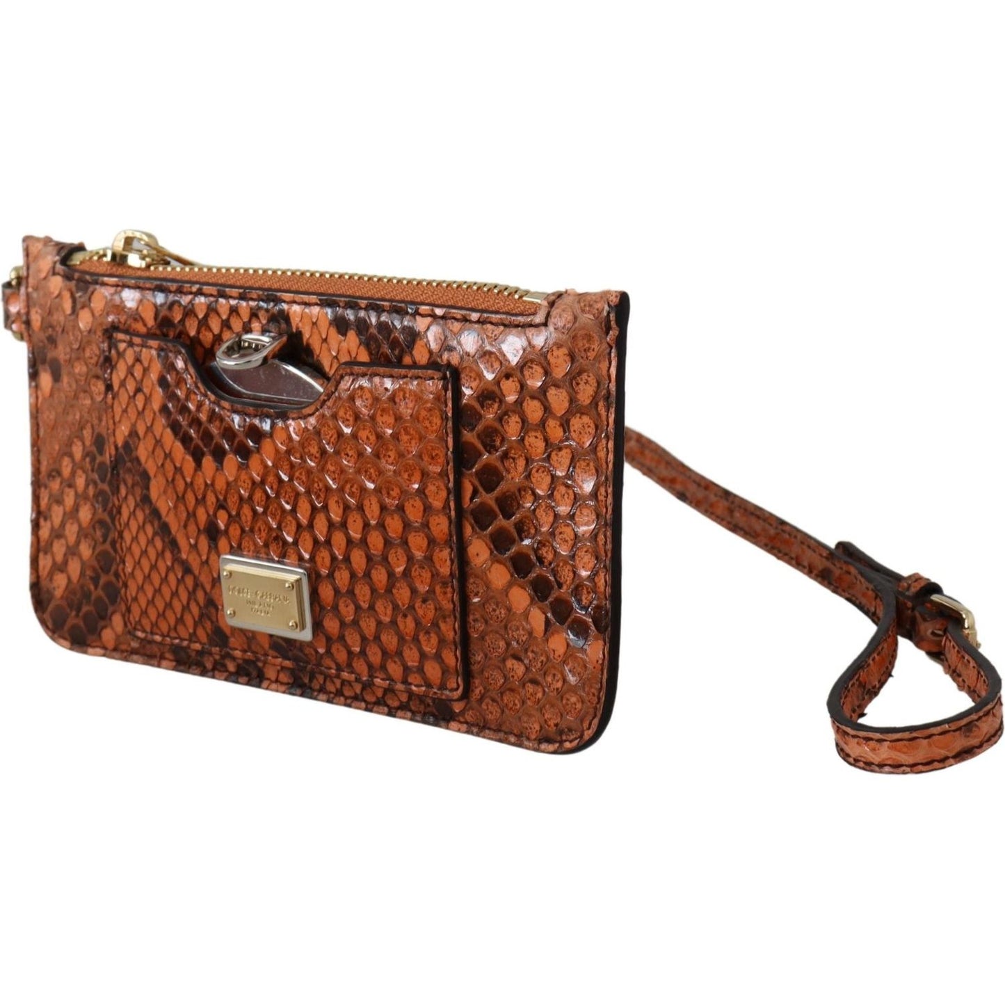 Elegant Python Patterned Leather Wristlet