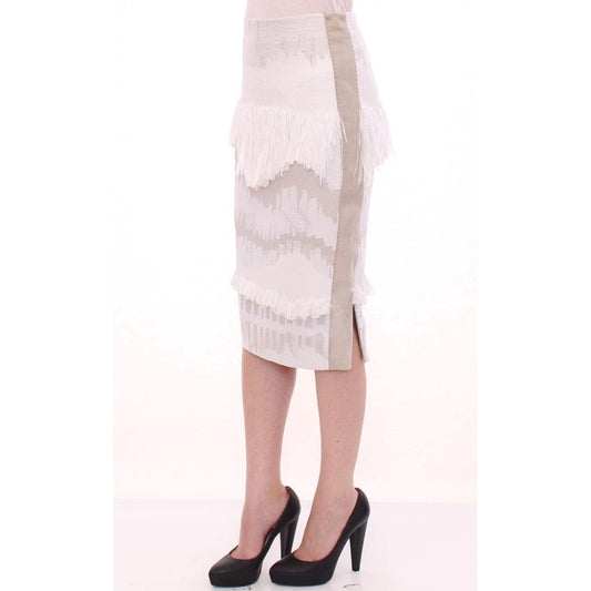 Elegant Pencil Skirt in White and Gray Tones