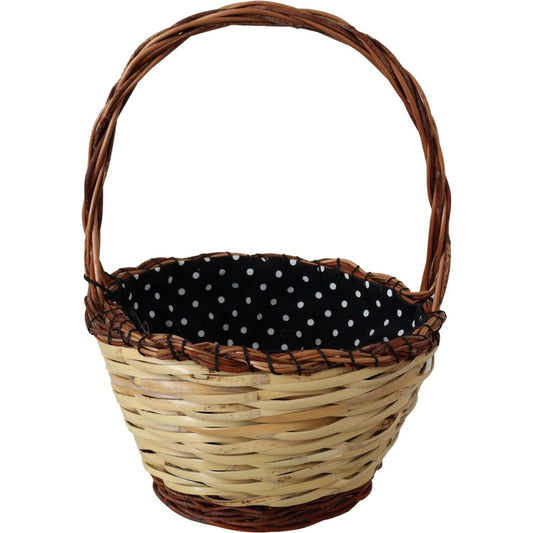 Chic Beige Wicker Basket Tote Bag