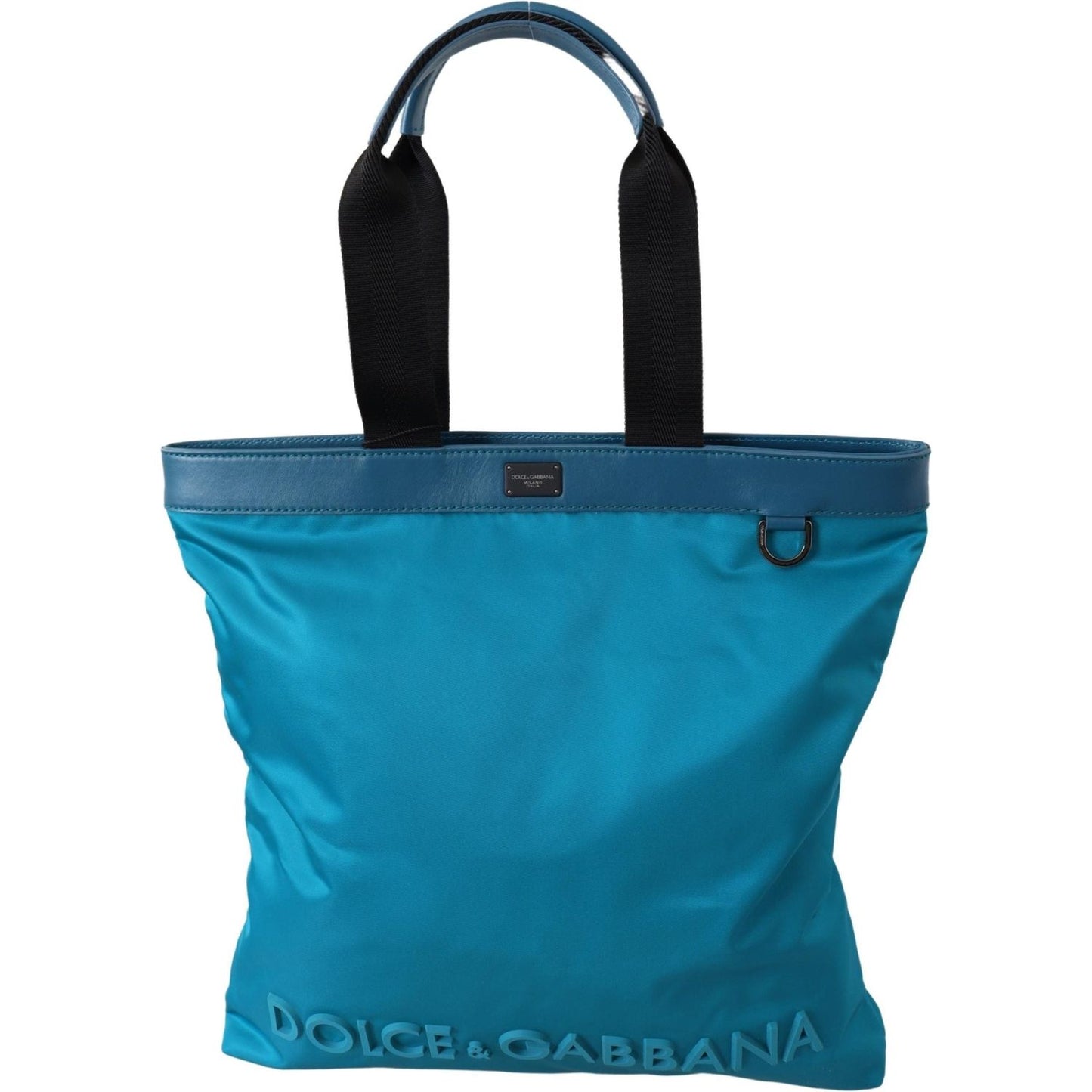 Sapphire Blue Nylon Tote Bag with Logo Detail