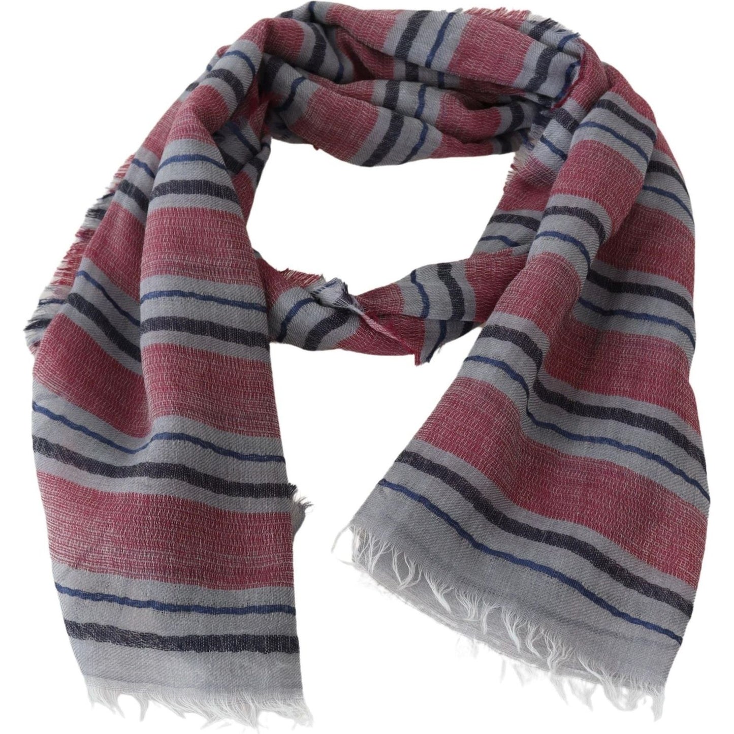 Elegant Multicolor Striped Wool Scarf