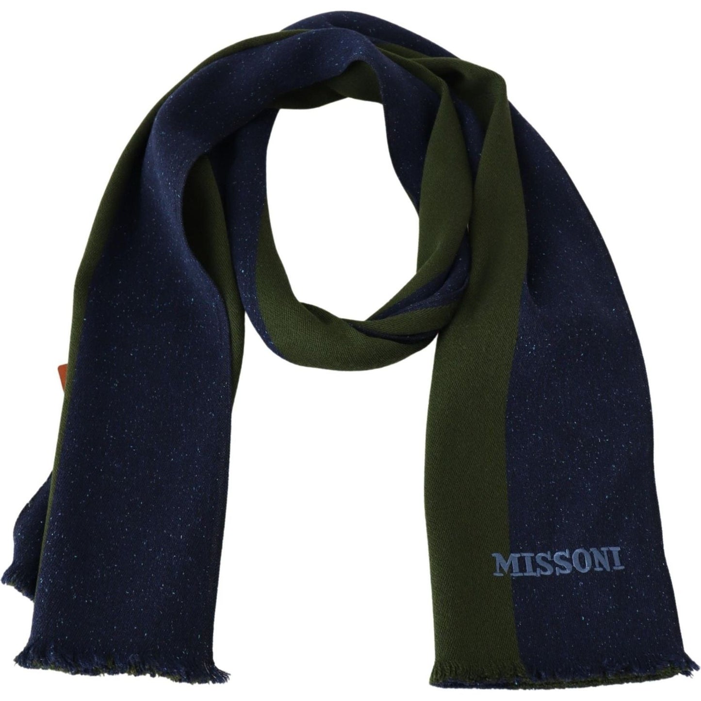 Authentic Wool Scarf with Stripes and Logo Embroidery