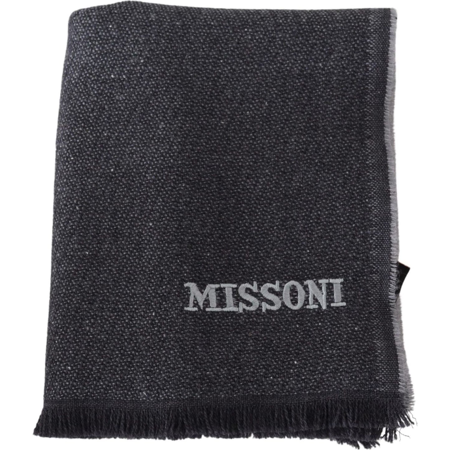 Elegant Wool Scarf with Signature Embroidery