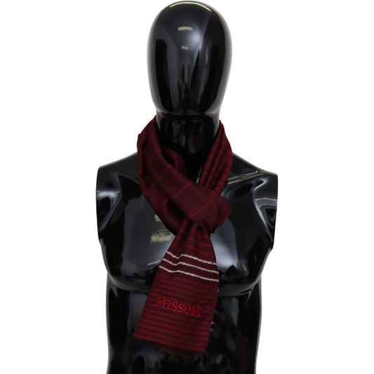 Elegant Wool Silk Blend Striped Scarf