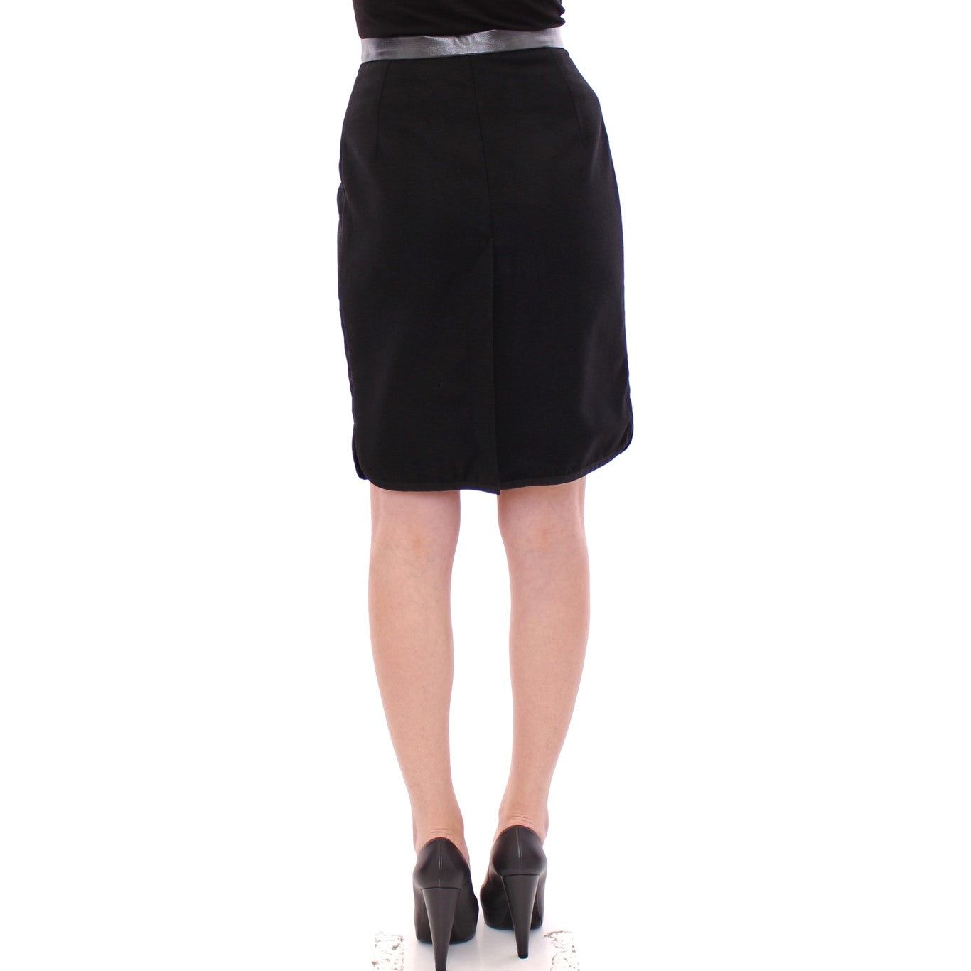 Elegant Black Wool-Cotton Blend Skirt