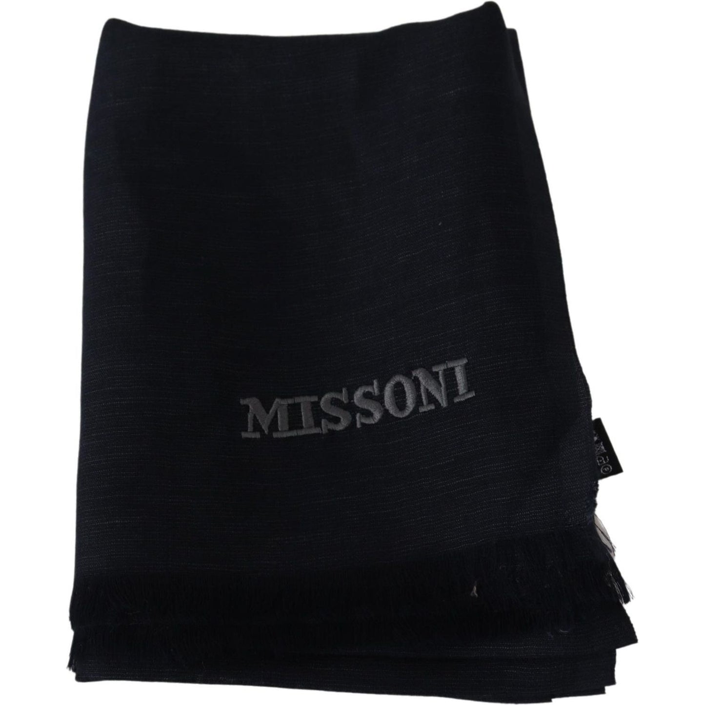 Elegant Unisex Wool Scarf with Fringes and Logo