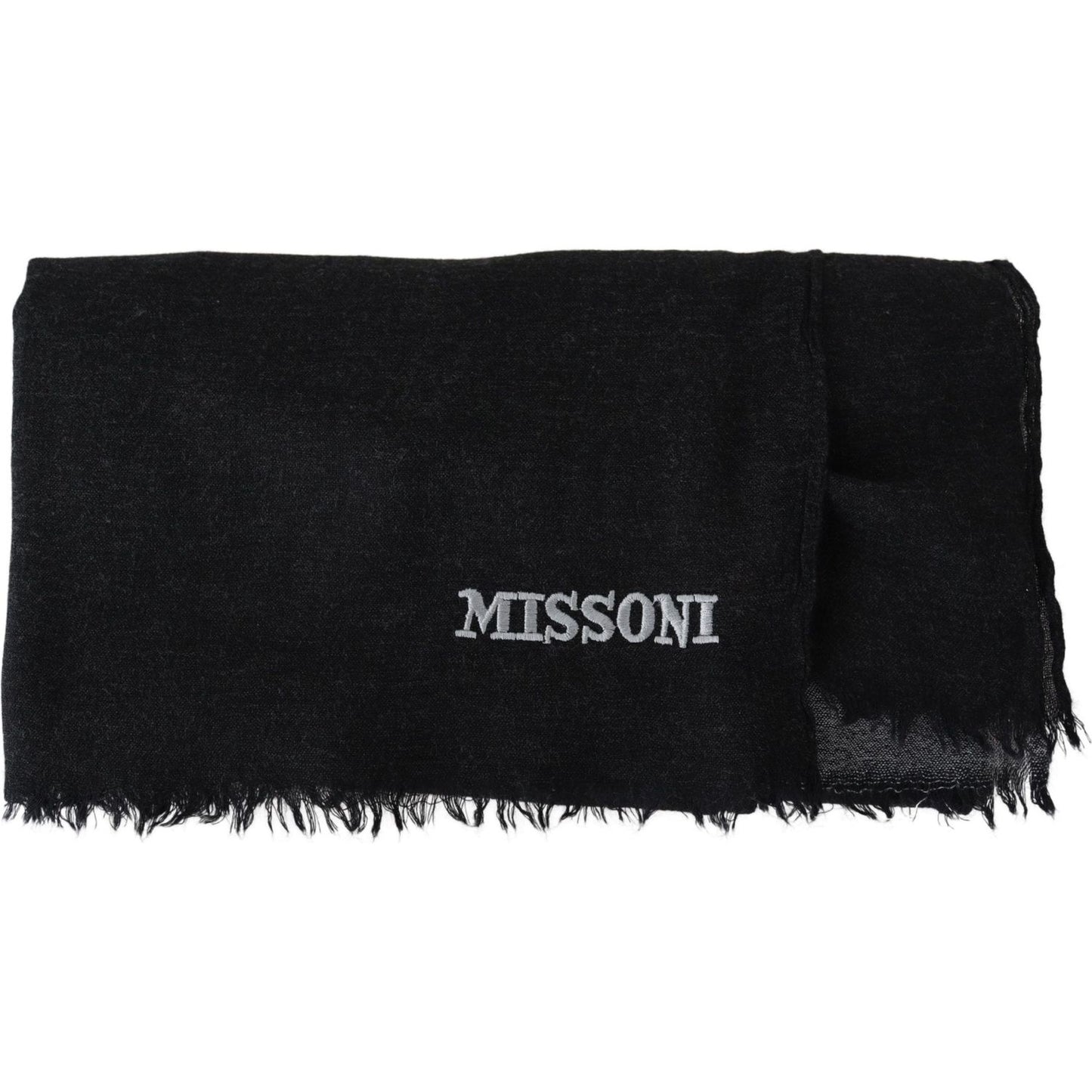 Elegant Wool Scarf with Signature Embroidery