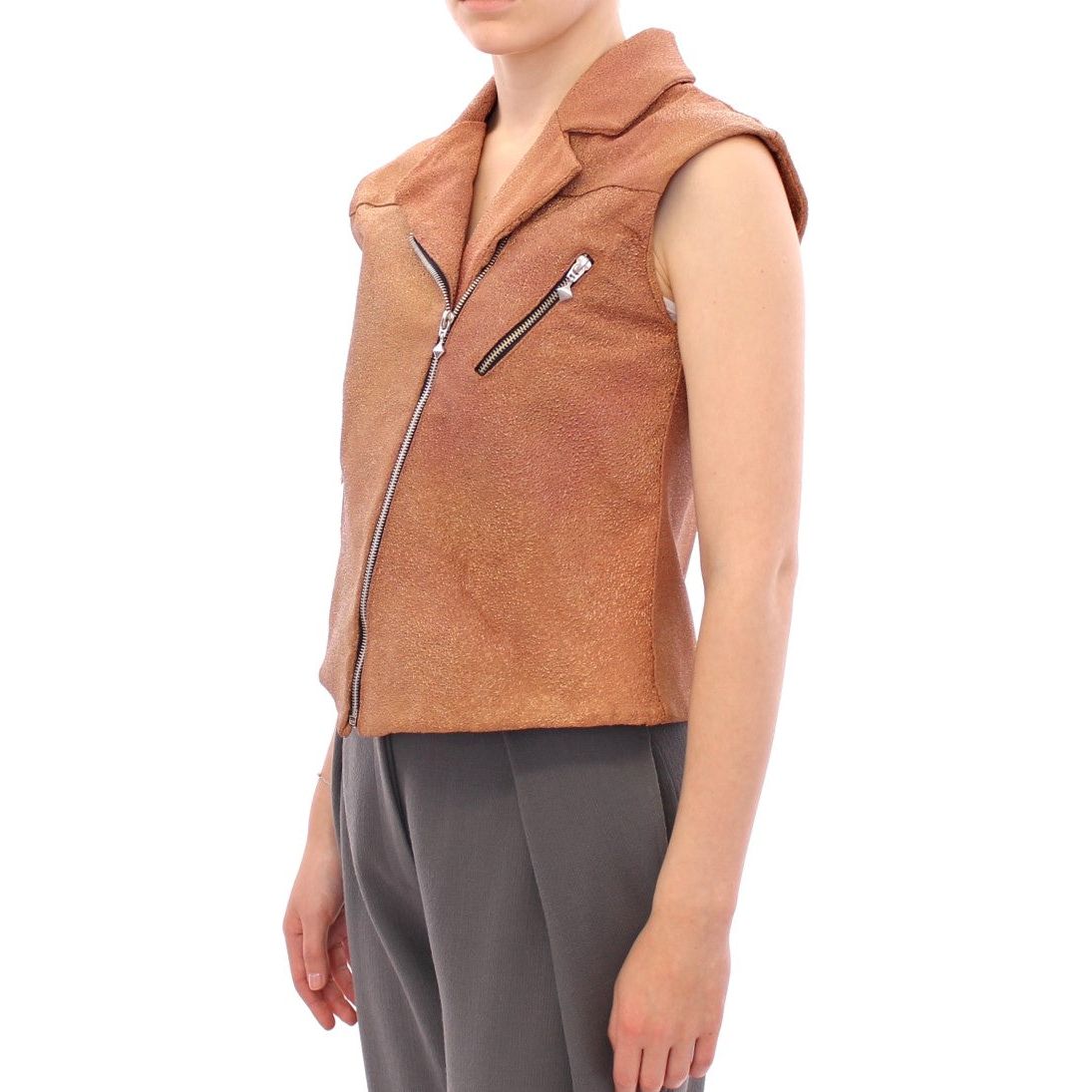 La Maison du Couturier Sleeveless Leather Couture Vest in Rich Brown Coats & Jackets La Maison du Couturier