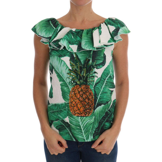 Elegant Sequined Pineapple Blouse Dolce & Gabbana