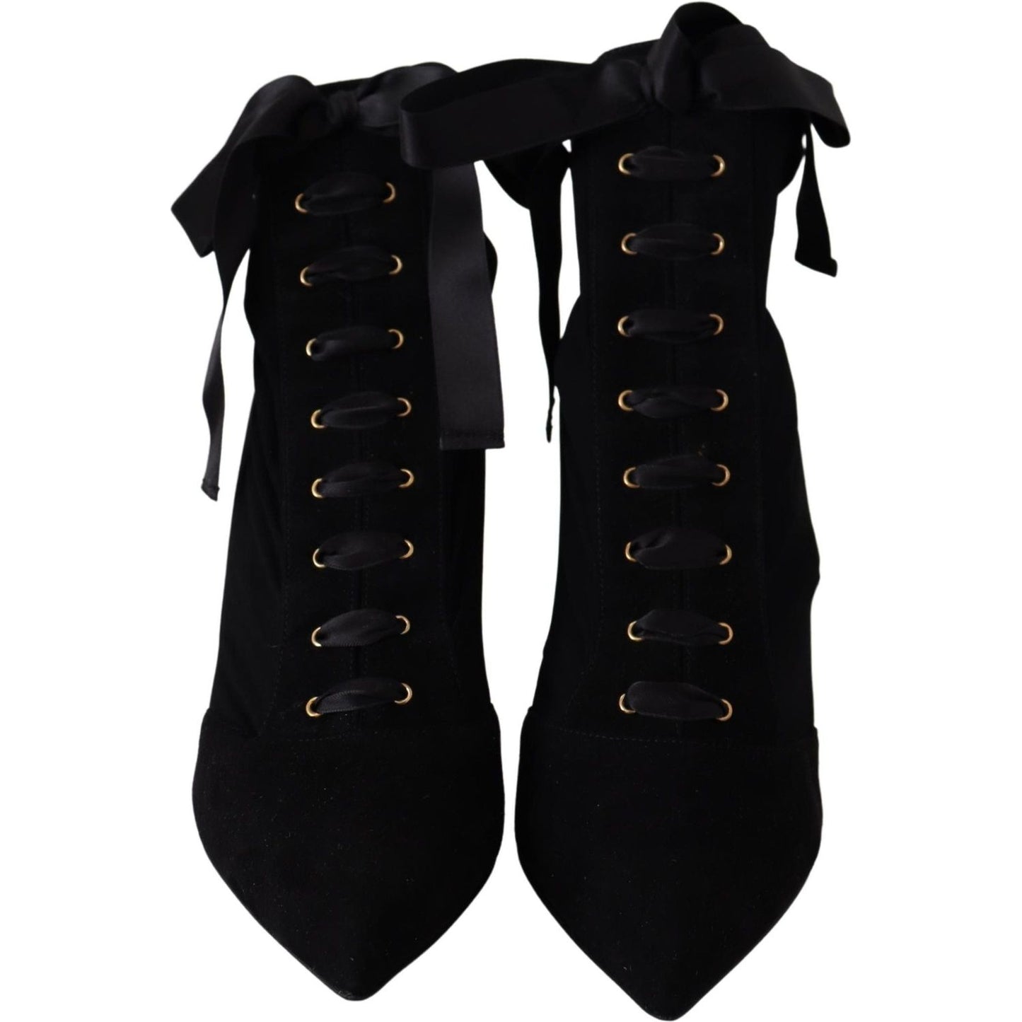 Elegant Black Ankle Heel Boots with Leather Sole