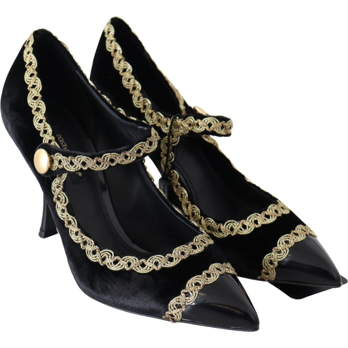 Elegant Velvet Patent Embroidered Pumps