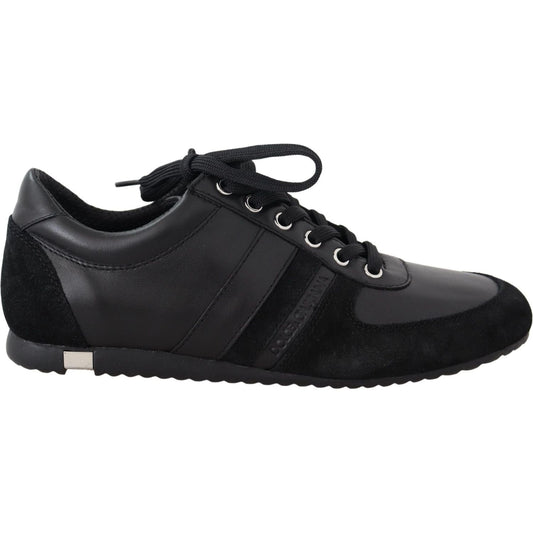 Elegant Black Leather Sport Sneakers