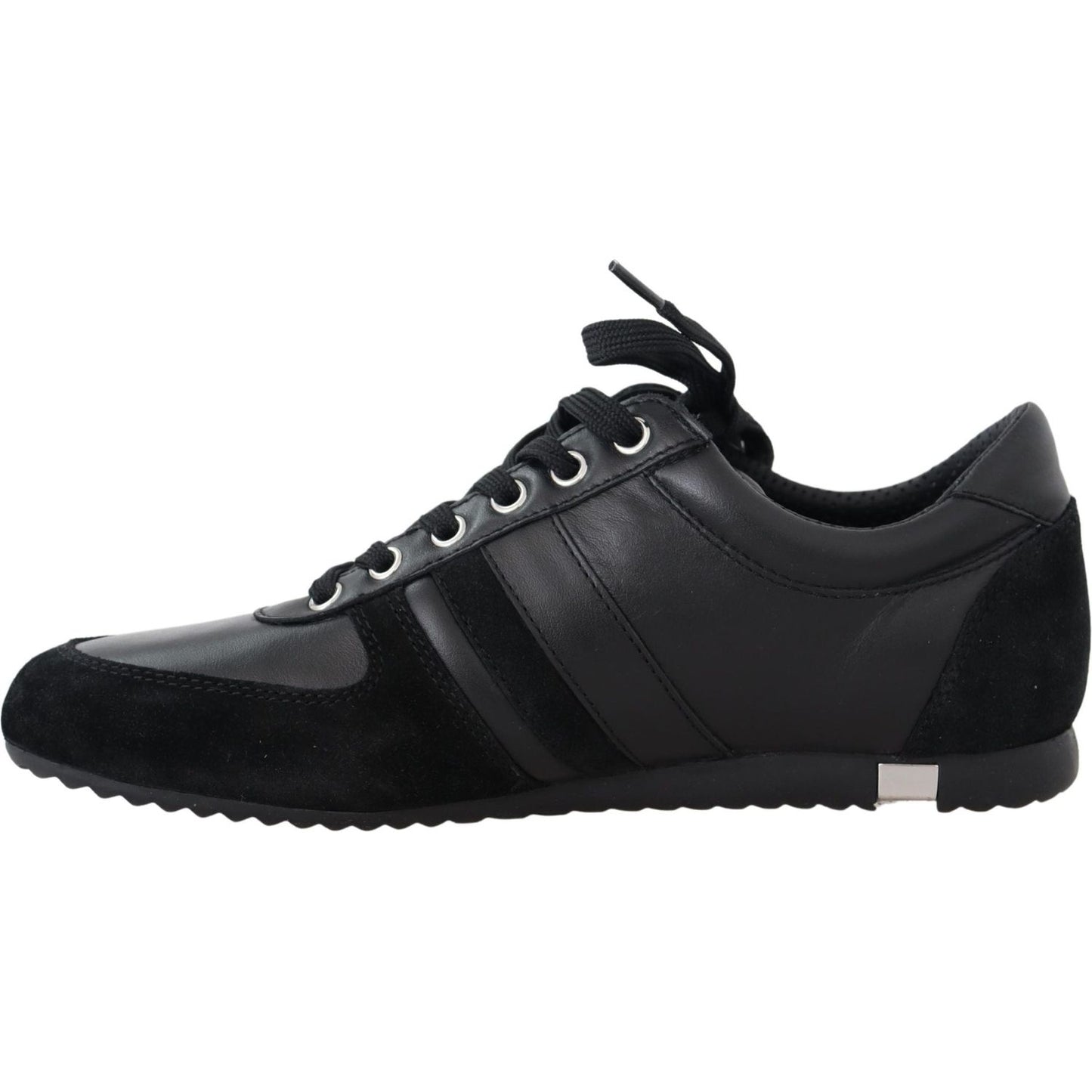 Elegant Black Leather Sport Sneakers