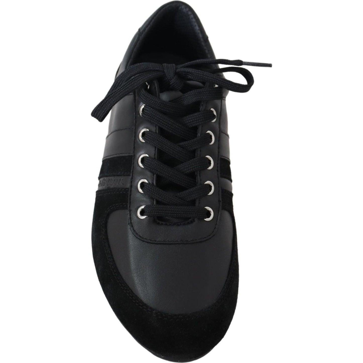 Elegant Black Leather Sport Sneakers