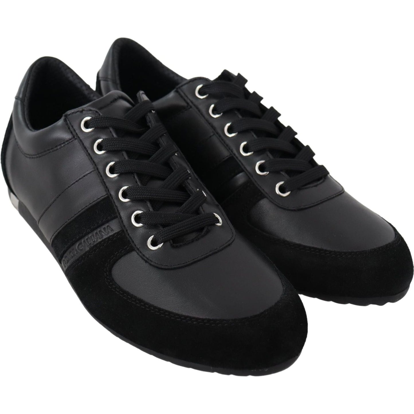 Elegant Black Leather Sport Sneakers