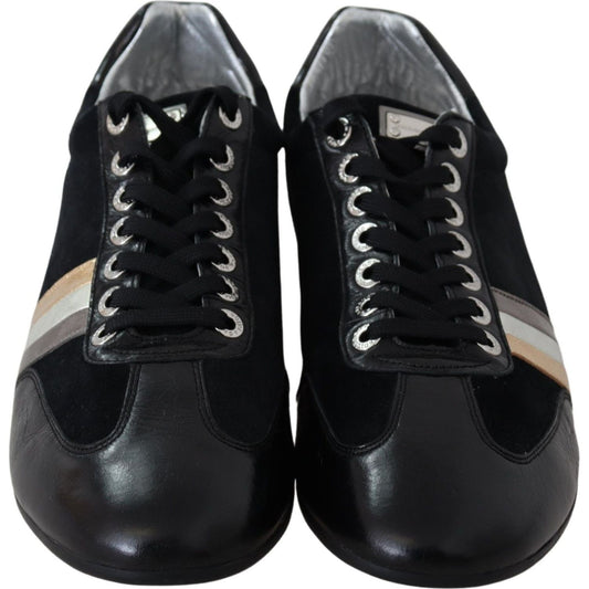 Elegant Black Leather Sport Sneakers