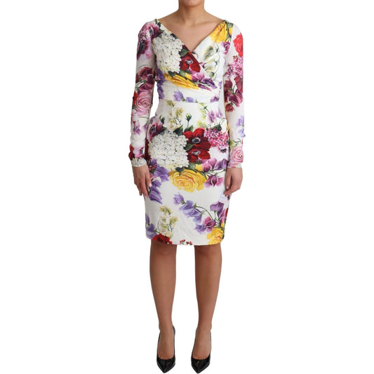 Elegant Floral Sheath Silk Dress