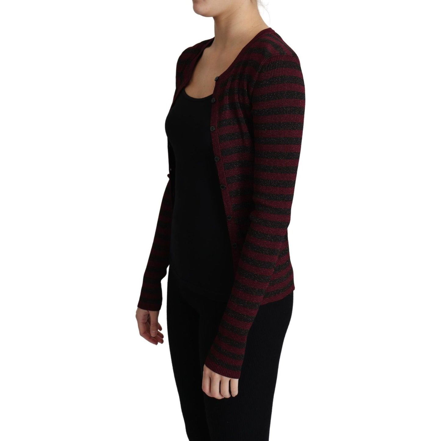 Elegant Striped Viscose Cardigan