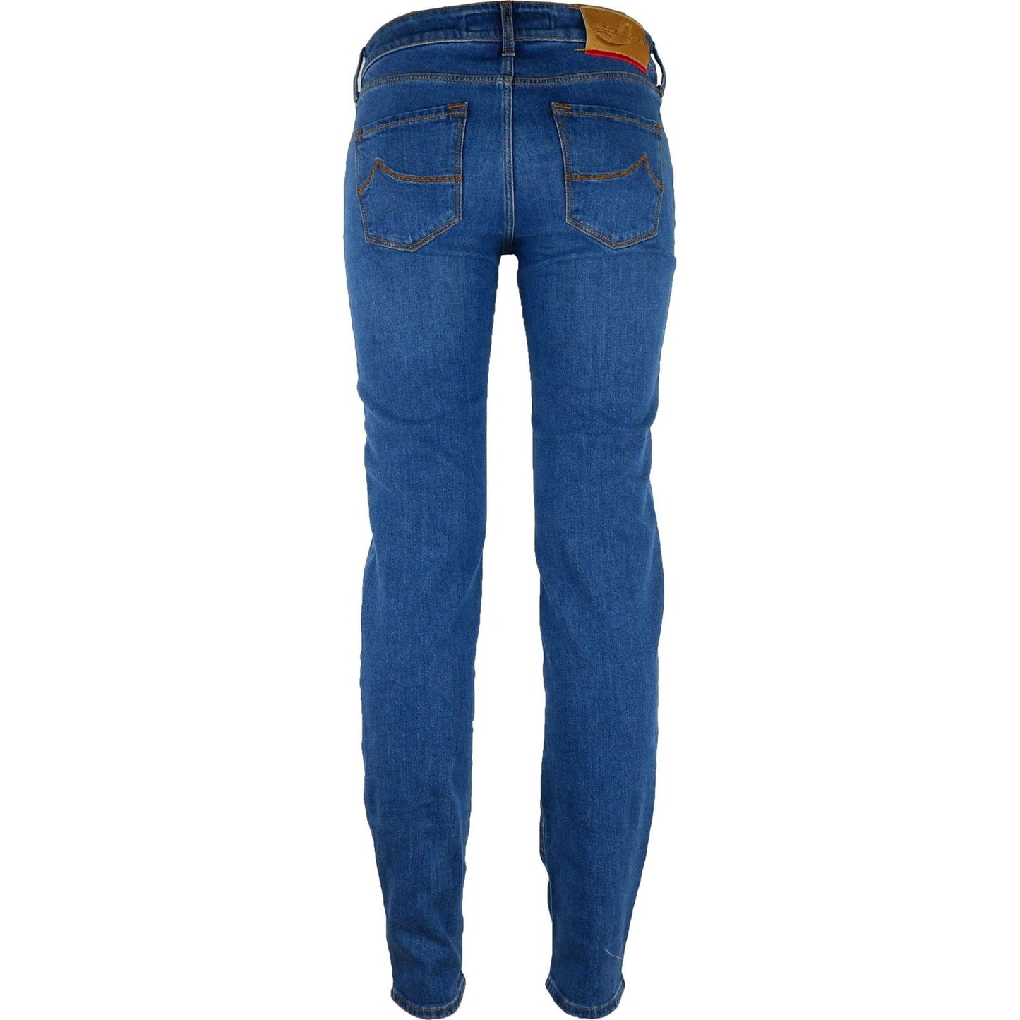 Elegant Blue Denim Jacquard Pants