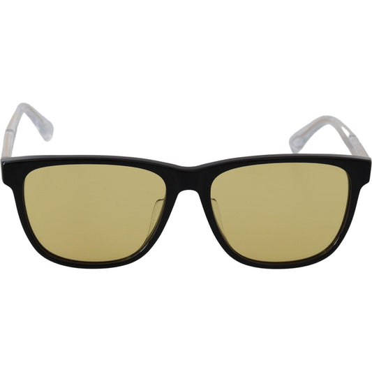 Chic Black Acetate Sunglasses with Yellow Lenses