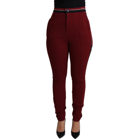 High-Waist Embroidered Red Skinny Trousers Dolce & Gabbana